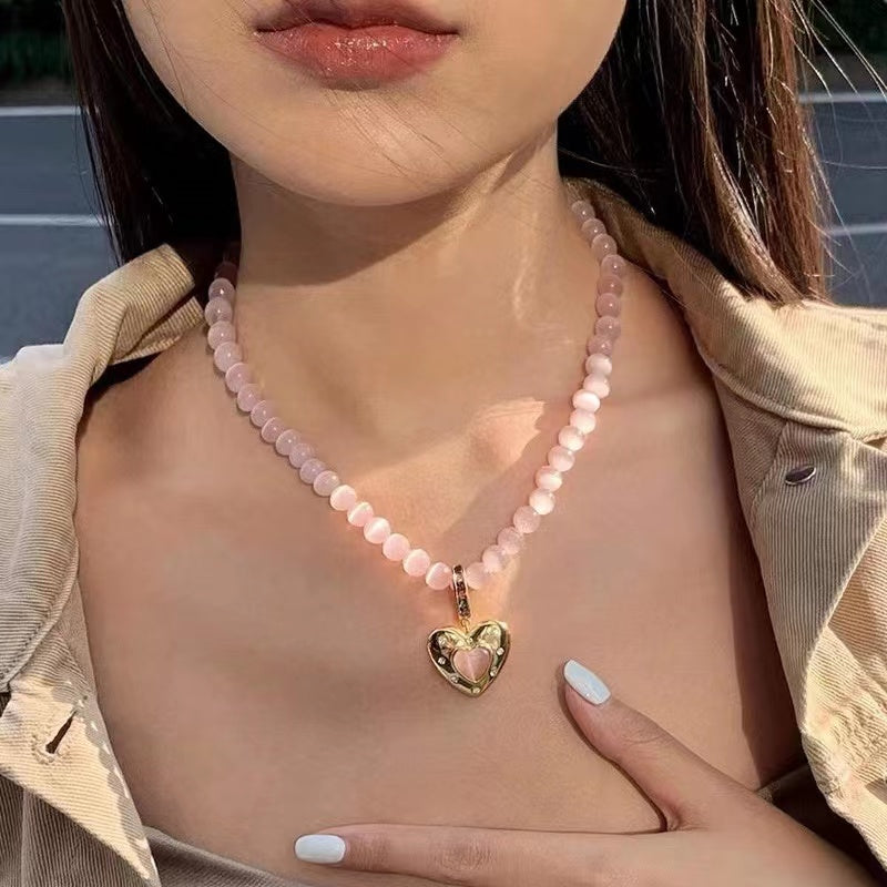 L’étoile Jewelry Moonlight Collection premium opal heart pentagram gemstone necklace-L‘étoile jemelry