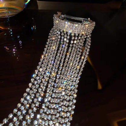 L‘étoile jewelry Bright flash diamond tassel headdress 2021 new trendy Korean full diamond design fashion hair accessories for women-L‘étoile jemelry