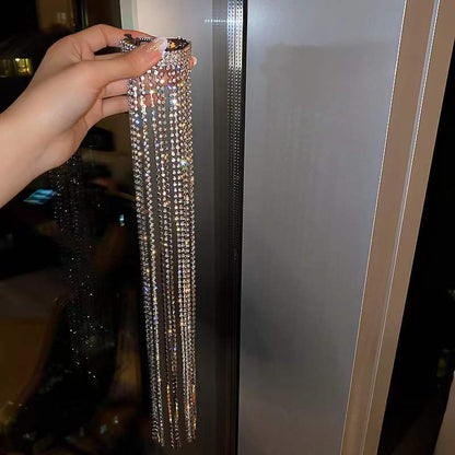 L‘étoile jewelry Bright flash diamond tassel headdress 2021 new trendy Korean full diamond design fashion hair accessories for women-L‘étoile jemelry