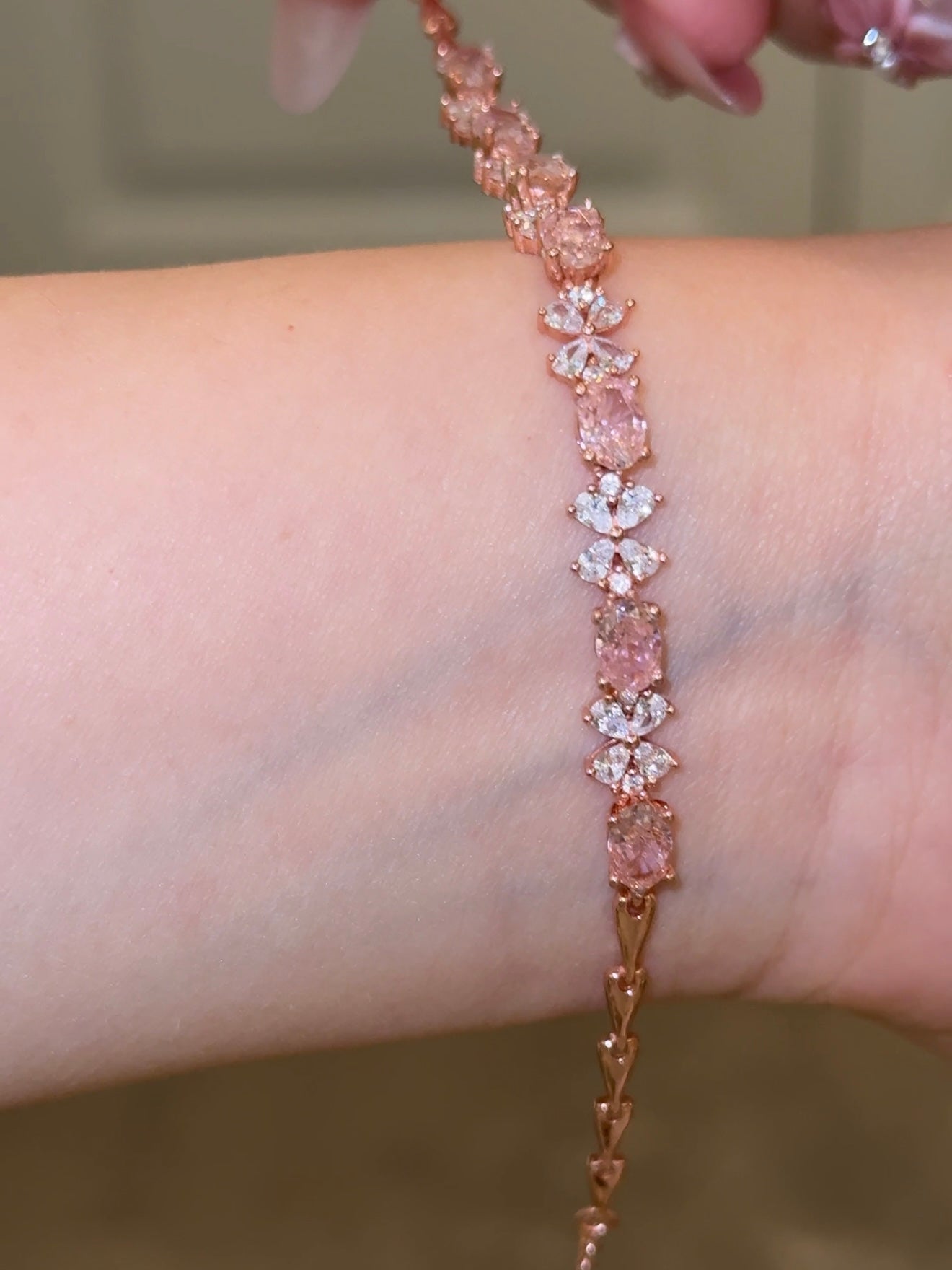 Natural Pink Topaz Bow Bracelet
