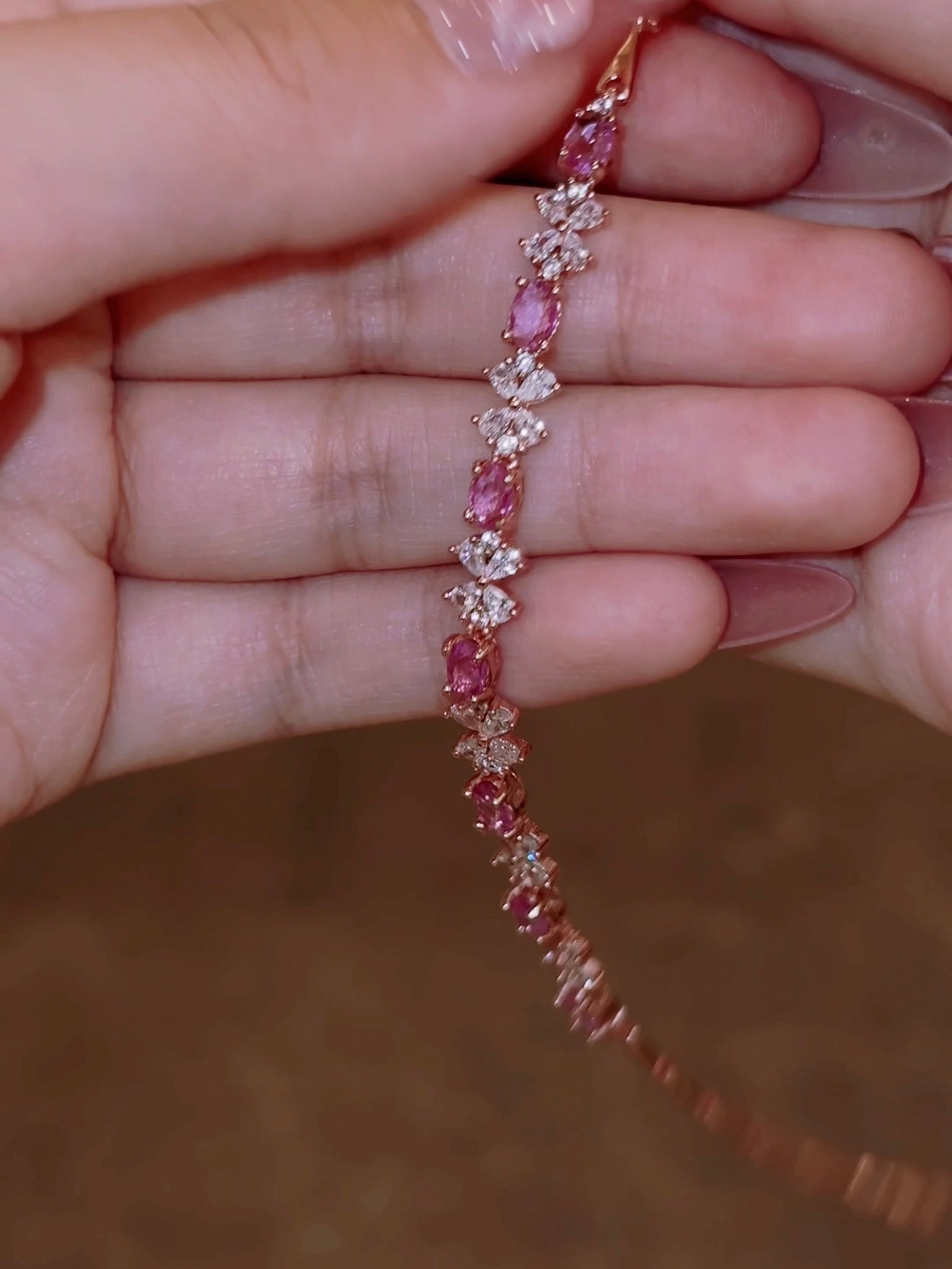 Natural Pink Topaz Bow Bracelet