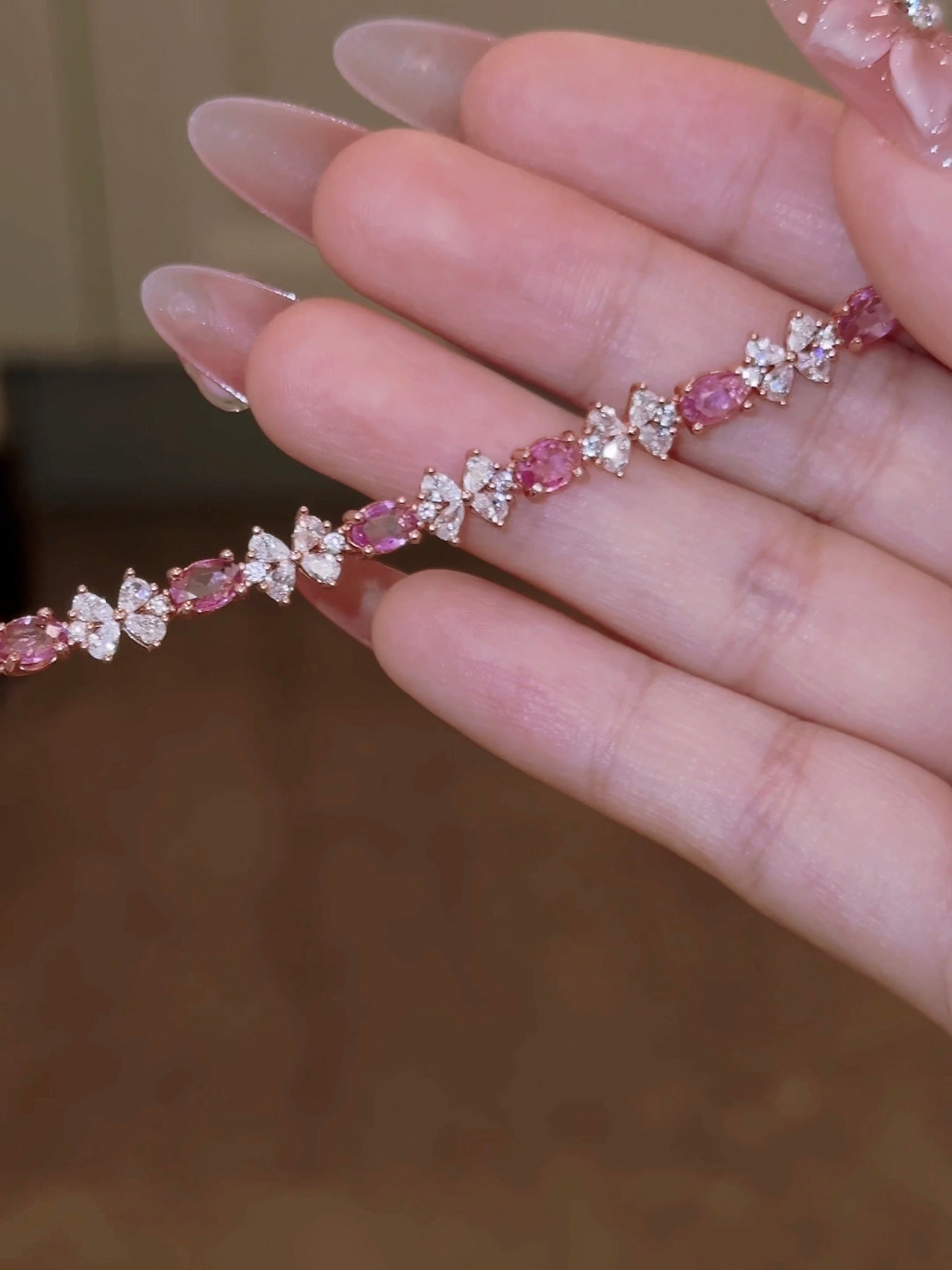 Natural Pink Topaz Bow Bracelet