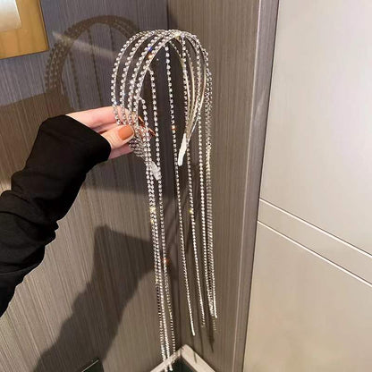 L‘étoile jemelry Fashion diamond-encrusted long fringed multi-layer headband exaggerated personality pressure hair headband high-end net red hair accessories female-L‘étoile jemelry