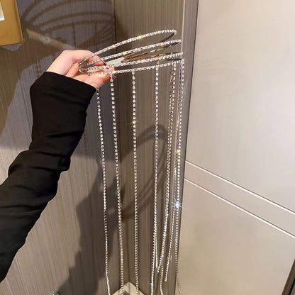 L‘étoile jemelry Fashion diamond-encrusted long fringed multi-layer headband exaggerated personality pressure hair headband high-end net red hair accessories female-L‘étoile jemelry