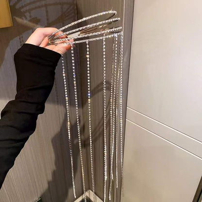 L‘étoile jemelry Fashion diamond-encrusted long fringed multi-layer headband exaggerated personality pressure hair headband high-end net red hair accessories female-L‘étoile jemelry