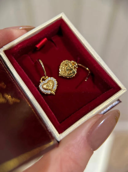 Vintage Brushed Gold Diamond Earrings