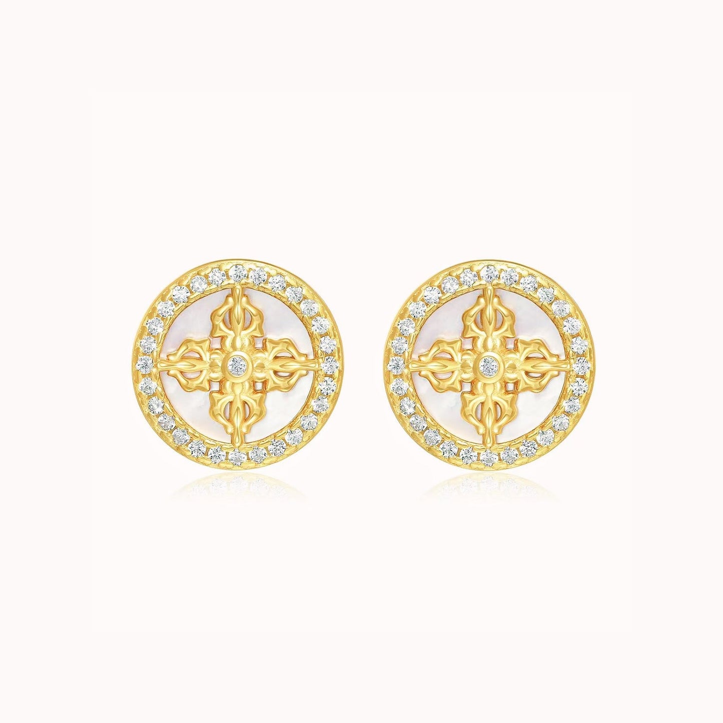 Round Cross Earrings