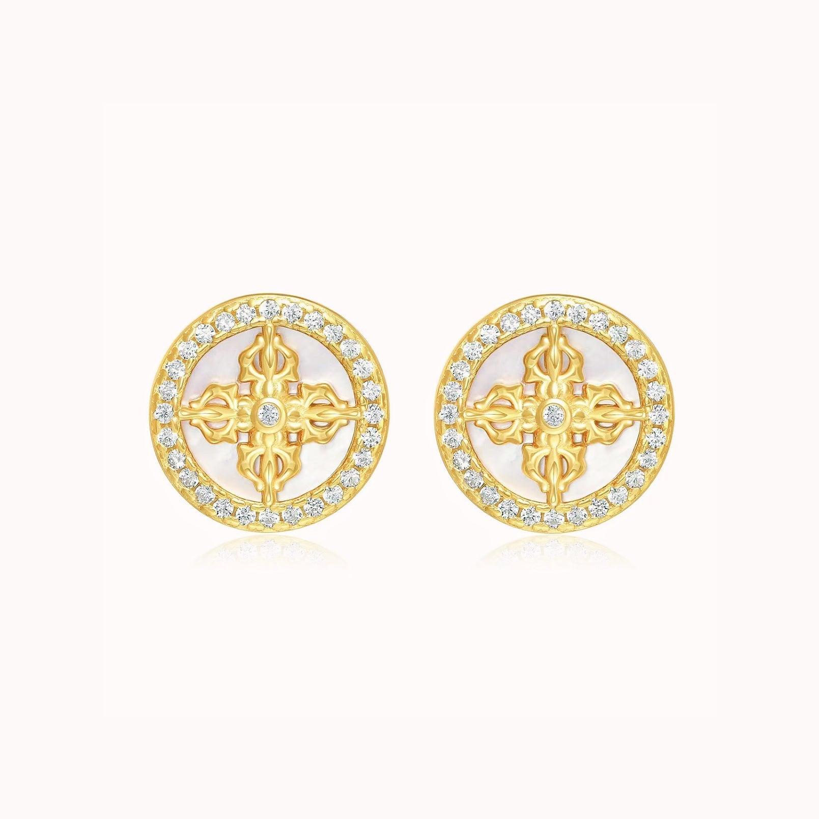 Round Cross Earrings
