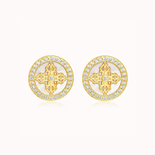 Round Cross Earrings