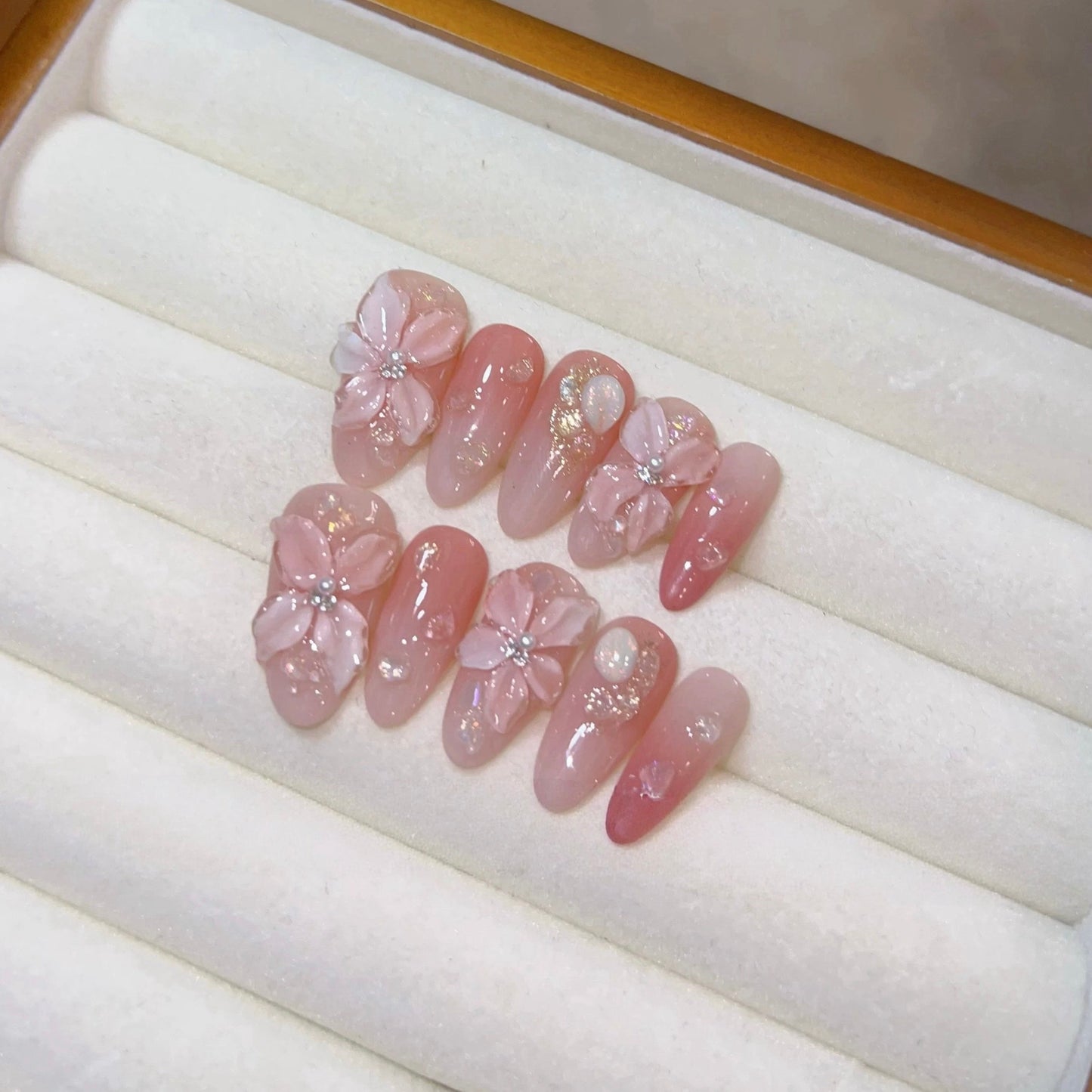 Baby Pink Sakura Nails