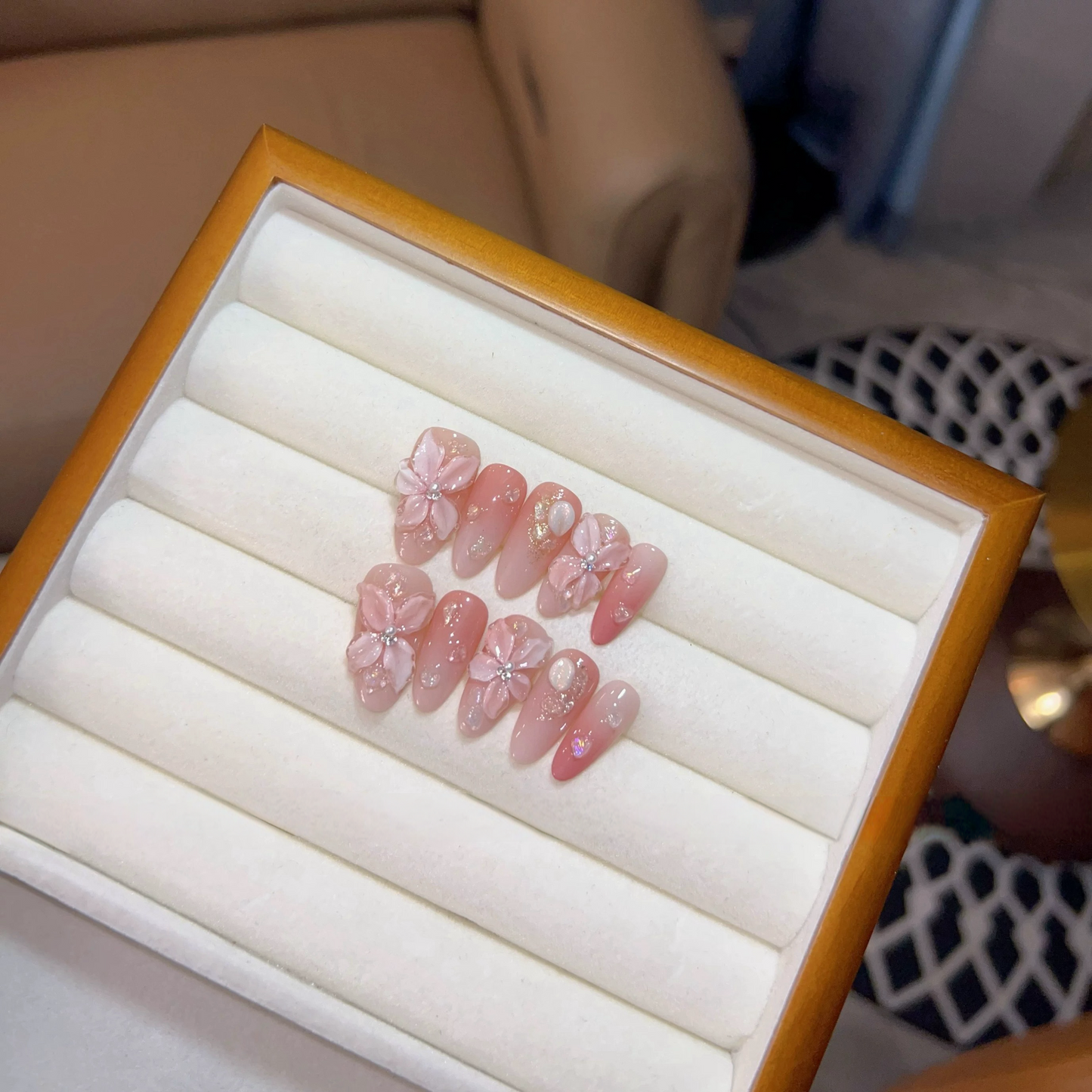 Baby Pink Sakura Nails