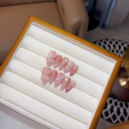 Baby Pink Sakura Nails