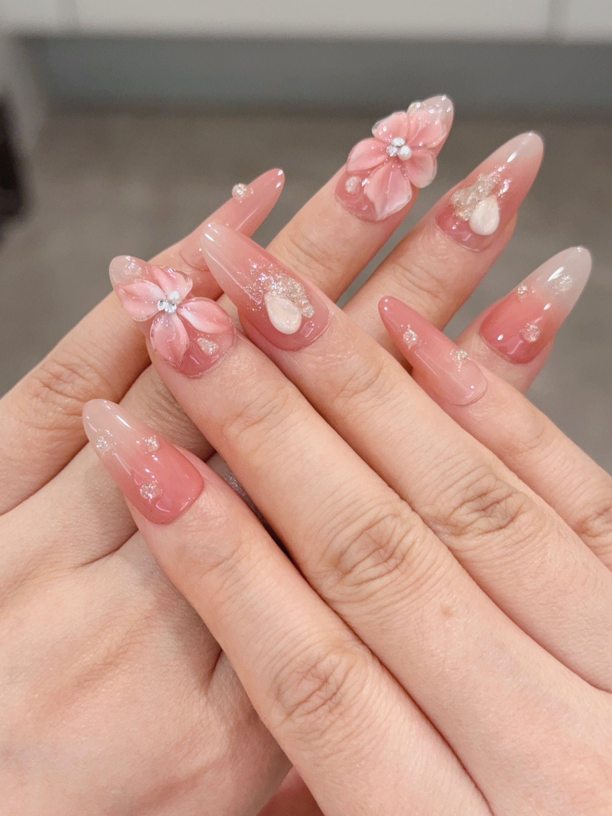 Baby Pink Sakura Nails