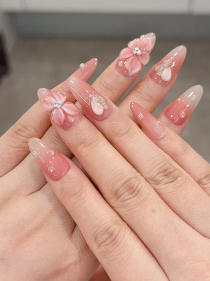 Baby Pink Sakura Nails