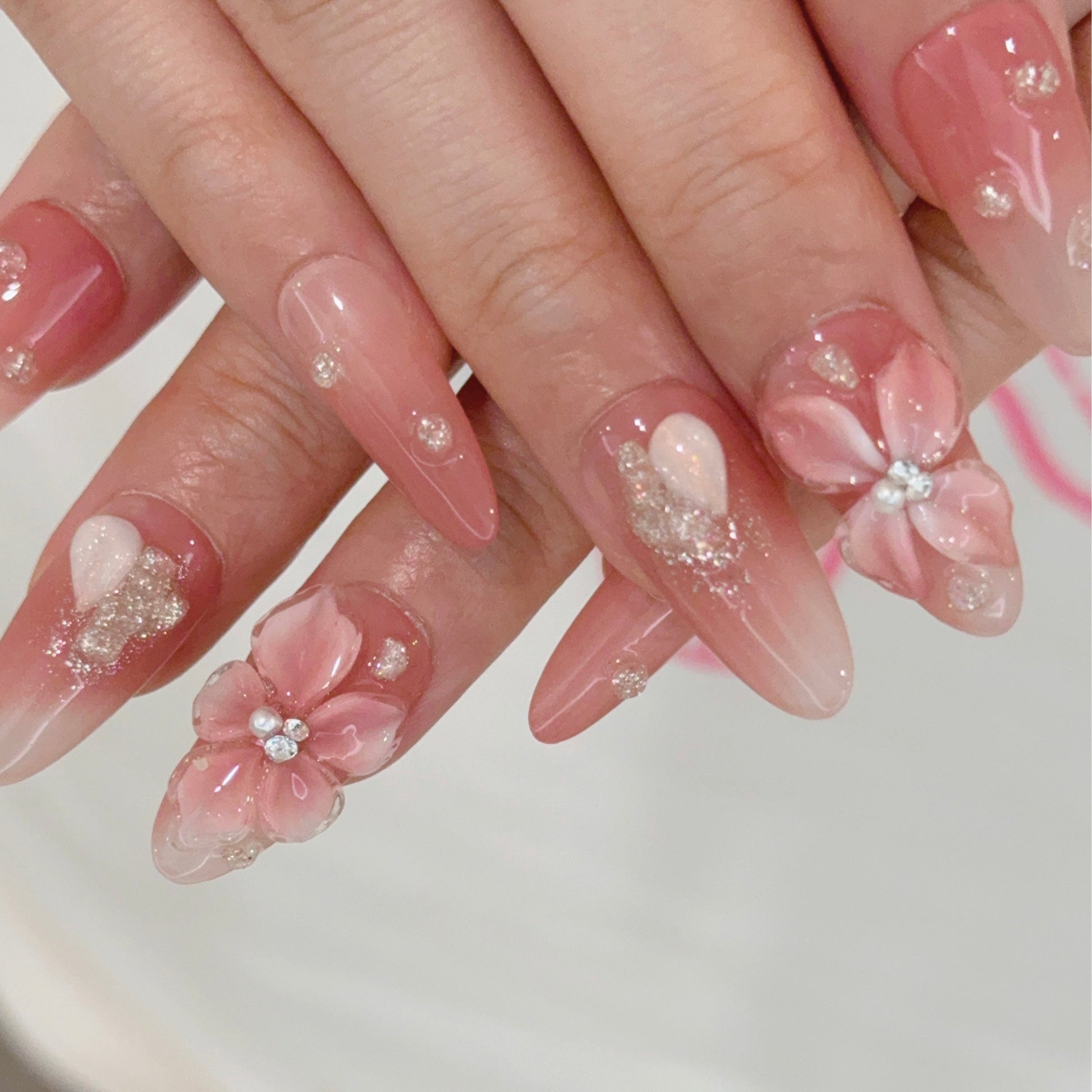 Baby Pink Sakura Nails