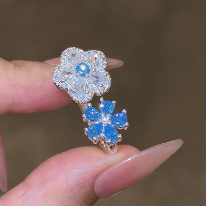 Blue Double Flower Ring