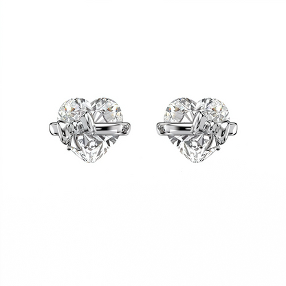 Bow Heart Silver Ring