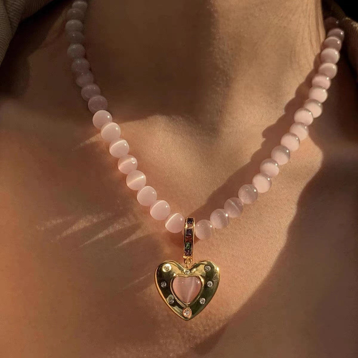 L’étoile Jewelry Moonlight Collection premium opal heart pentagram gemstone necklace-L‘étoile jemelry