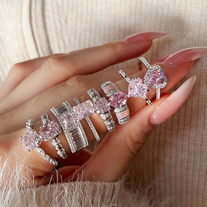 Pink Silver Ring Collection